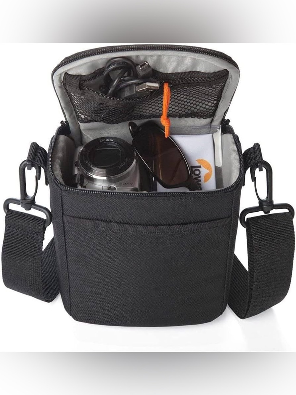 Black Compact Camera Bag - Crossbody Carry Case - Picture 8 of 10